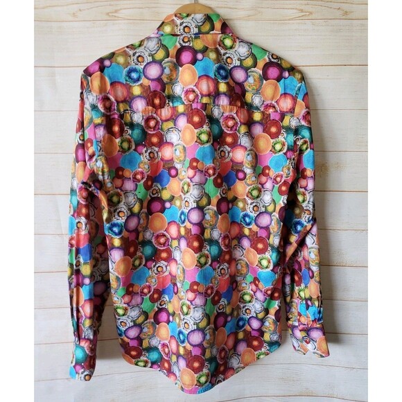 Claudio Lugli Medium 39-40 Colorful Circles Cotton Button Up Long Sleeve Shirt - Picture 7 of 13